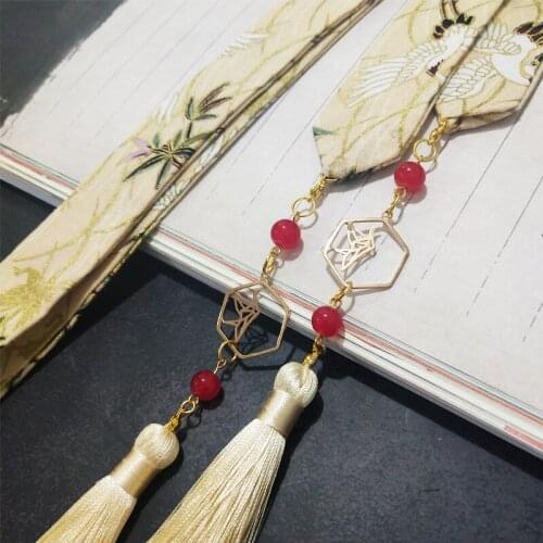Bronzing Xianhe Ancient Wind Headband Chinese Wind Bamboo Crane Yunhe Hair Accessories Hair Rope Hanfu Tassel Headdress