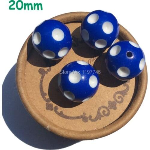 Royal Blue Resin Chunky Polka Dots Bubblegum Spacer Beads Free Shipping 20mm 100pcs For DIY Bracelet Jewelry Making