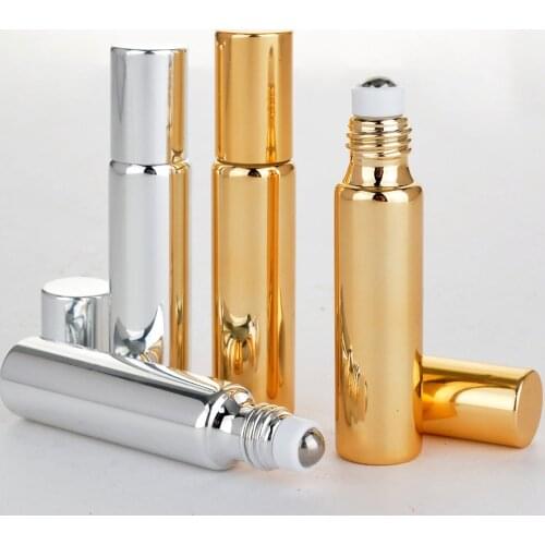 10ml UV Glass Essential Oil Roller Bottle Massage Eye Cream Sub-bottled Medicine Smear Type Roller Bottle Makeup Acessories