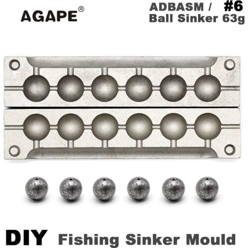 Agape DIY Fishing Ball Sinker Mould ADBASM/#6 Ball Sinker 63g 6 Cavities