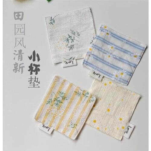 French style small flower small daisy fresh pastoral double layer cloth coaster