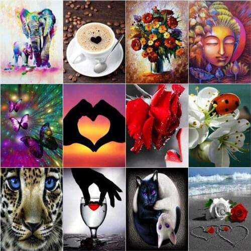 GATYZTORY 5d Diy Diamond Painting Animal Landscape Full Square Round Diamond Embroidery Mosaic Figure Rhinestone Handicraft