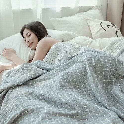 Gauze blanket throws soft and cozy 100% cotton bed cover for summer air conditioning room thin blankets queen king size