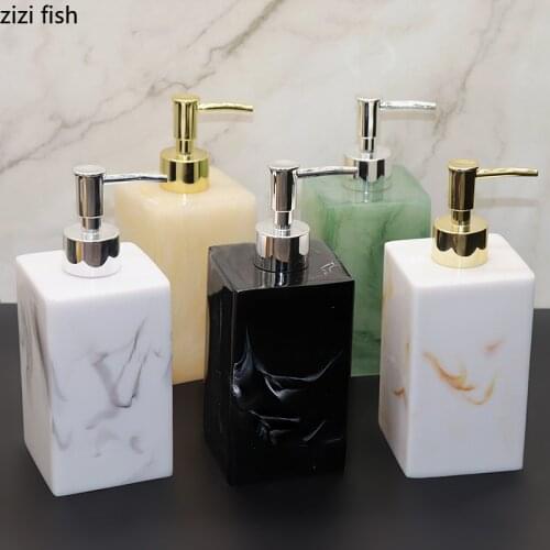 Imitation Jade Portable Soap Dispenser Shampoo Bottle Golden Press Pump Head Lotion Bottle Shower Gel Jar Resin Bath Supplies