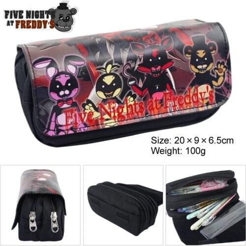 IVYYE 1PCS Nights at Freddys Anime Cosmetics Bags PU Zipper School Pencil Case Storage Pen Bag Large Pouch Stationery Gift New