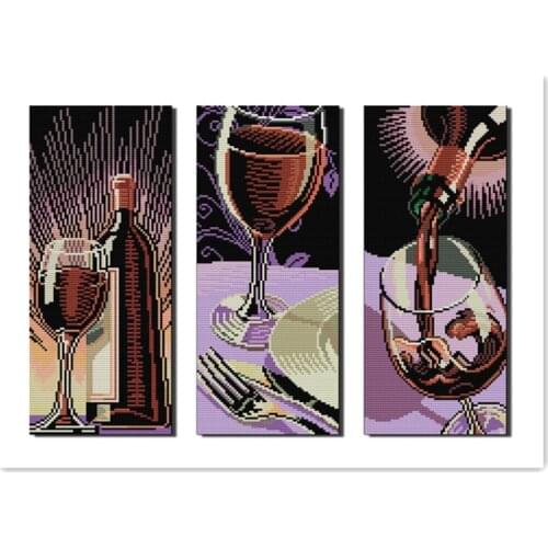 Joy Sunday Furniture Sewing Manual Cross-stitch Kit 11CT 14CT Cloth Red Wine Culture Crafts Decoration Accessories Painting