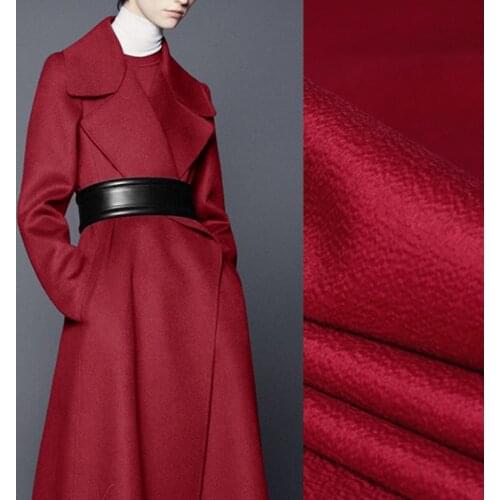 Quality 155CM Wide 750G/M Weight Red Double-faced Water Wave Cashmere Wool Autumn and Winter Overcoat Fabric E1147