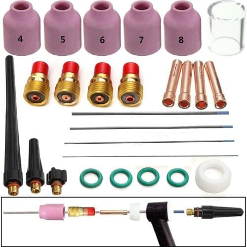 26pcs x Welding Torch Nozzle Cup Tungsten Gas Lens WL20 Kit For TIG WP-17/18/26