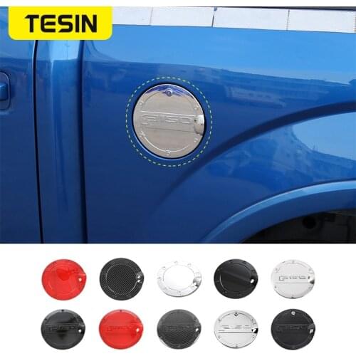 TESIN ABS And Iron Car Exterior Gas Oil Fuel Tank Cap Cover Trim Decoration for Ford F150 2015 Up Car Accessories Styling
