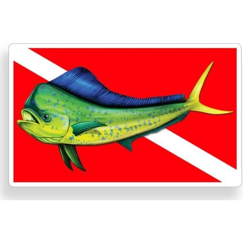 Best selling creative Mahi fish diving banner sticker diver down diving cup window bumper decal