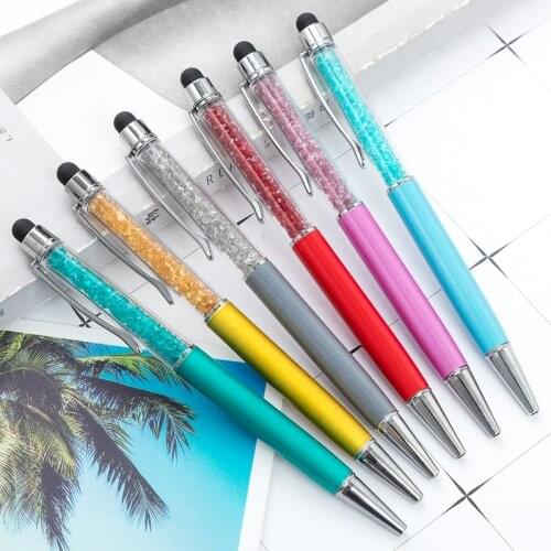 Metal Signing Pen Crystal Ballpoint Pen Luxury Portable Rotating Capacitance Touch Multicolor Ball Pen Advertising Custom Logo