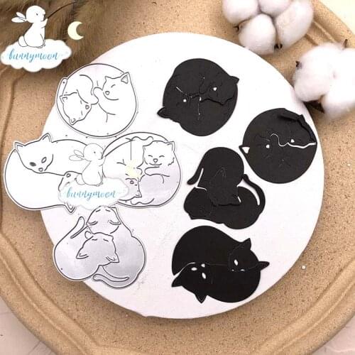 Bunnymoon Lazy cat Metal Cutting Dies Embossing Scrapbooking Stencil Craft Cut Dies For DIY Card Crafts Handmade