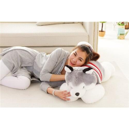 Lovely plush lying Husky dog doll cute stripe sweater husky dog doll gift about 80cm 0175