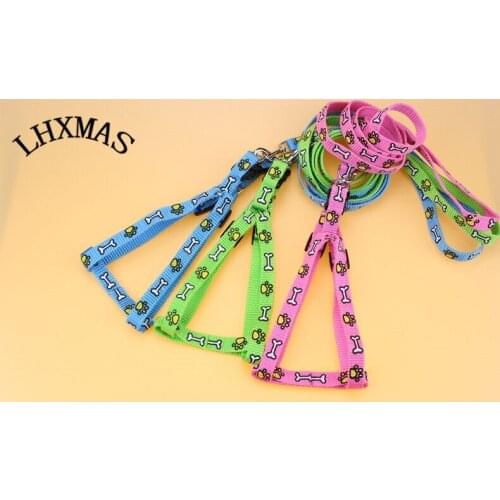 Cute Nylon Small Pet Collar Leash Puppy Cat Animals Supplies Harness Necklace Rope Lead D157