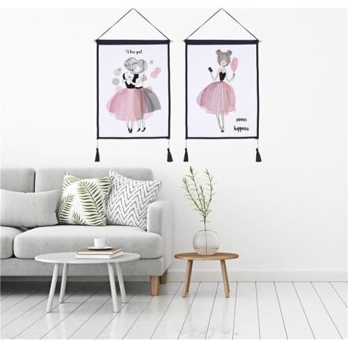 Living Room Bedroom Wall Decoration Painting Creative Background Little Princess Wall Hanging Cloth Wall Decoration Dormitory