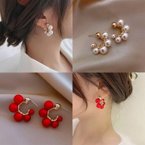 Girls Unusual Earrings For Woman New Luxury Wedding Party Elegant Celebrity Metal Inlaid Pearl Earrings Fashion Jewelry