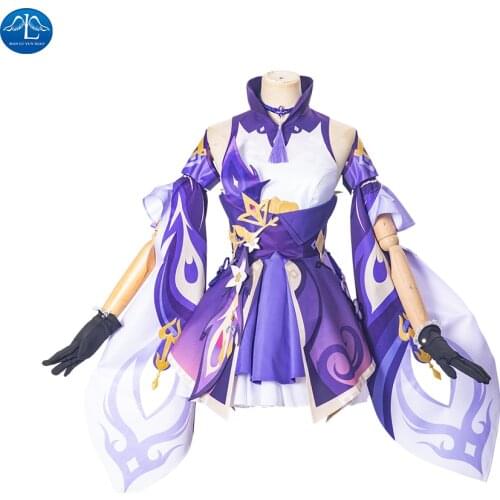 New Anime Game Genshin Impact Keqing Cosplay Costume Outfit Adult Men Woman Uniform Party Dress Halloween Carnival Full Set