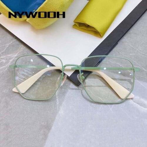 NYWOOH Vintage Metal Polygon Eyeglasses Frames for Women Men Anti Blue Light Glasses Frame Computer Eyewear Optical Spectacle