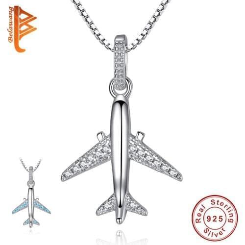 Wholesale 5PCS Luxury Plane Airplane Pendant Necklace for Women 925 Sterling Silver Chain Link Necklace Fashion Jewelry