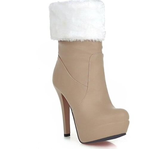 Pointed Waterproof Platform 2021 Warm And Fashionable High-Heeled Womens Shoes Set Foot Winter Wool Warm Mid-Calf Boots