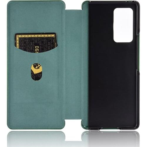 Carbon Fiber Flip Leather Protective Cover Phone Case for Samsung Galaxy Z Fold 2 Phone Shockproof Smartphone Shell