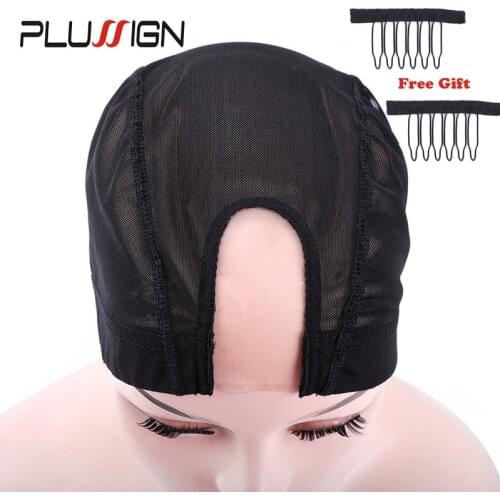 Plussign Wig Caps For Making Wigs U Part Ventilated Wig Cap With Hair/WIG Combs Mesh Dome Cap Small Medium Large Size 3pcs/lot