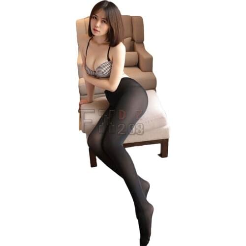 Sexy Ice Silk Smooth Transparent Zipper Open Crotch Leggings See Through Pencil Pants Erotic Lingerie Club Wear Full Length F17