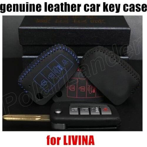 Only Red fit for NISSAN TEENA LIVINA XTRAIL car key covers DIY hand sewing car key case car styling Genuine quality leather