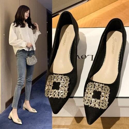 Office Lady Shoes Super Comfortable Womens High Heels Sexy Youth Mid Heels Pointed Shallow Fashion Women Shoes Big Size 35 43