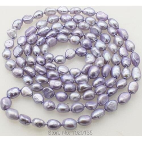 Wow! freshwater pearl baroque 8-11MM VIOLET LONG necklace 43" nature FPPJ beads wholesale FOR WOMAN GIFT