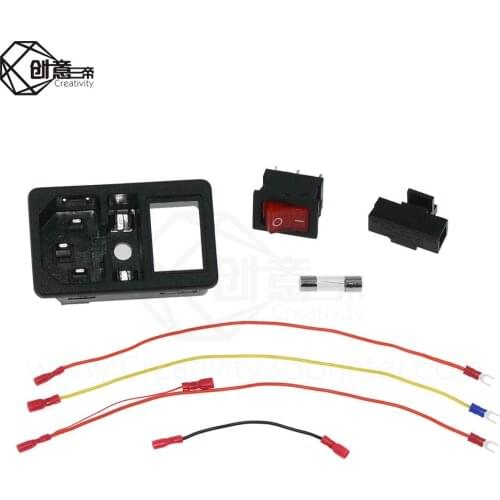 1/2/3 PCS 15A 250V Power Switch AC Power Outlet With Red Triple Rocker Switch Fused Module Plug For 3D Printer Parts