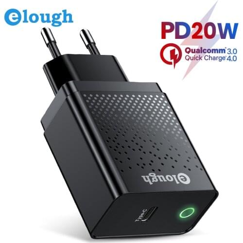 Elough Type-C Charger 18W Charger UK/US/EU Plug 3X Faster 20W Power Delivery 3.0 Quick Charger 4.0/3.0/2.0 For Iphone 12 Series