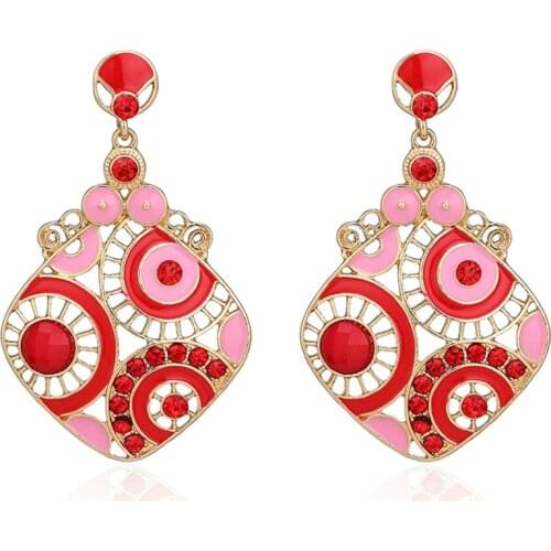 New Colorful Crystals Drop Earrings Fine Jewelry Accessories For Women Fashion Trend Rhinestone Pendientes Bijoux