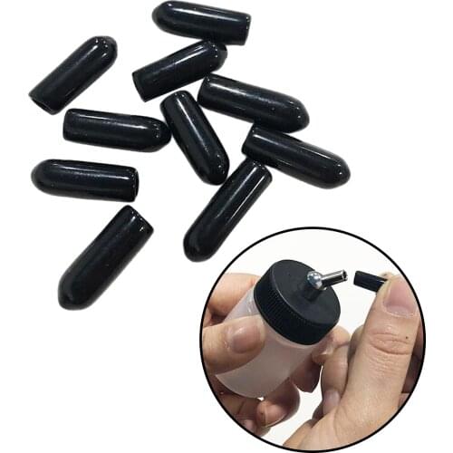 10pcs Airbrush Bottles Caps Jar Caps Siphon Adapter Liquor Covers Black