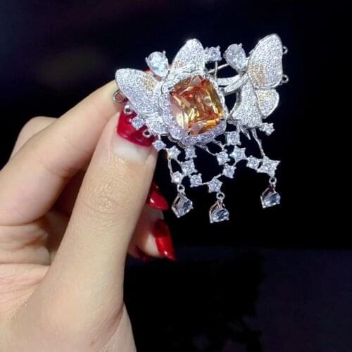 12 constellations gemini zwillinge brooch pins butterfly fairy brooch 925 sterling silver. blingbling fine women jewelry