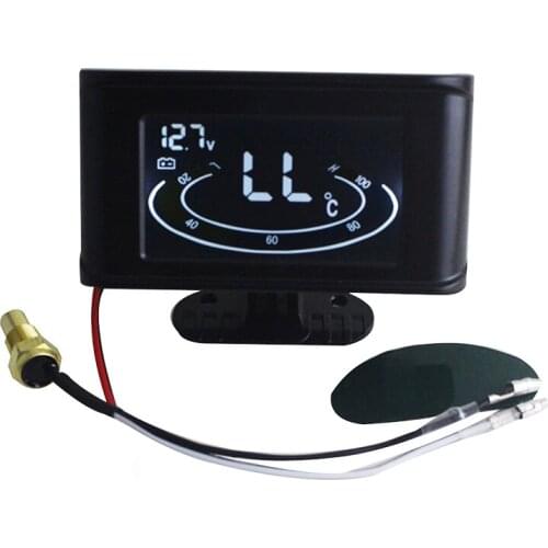 2 IN 1 Motorcycle Voltmeter Voltage+Water Temperature Gauge Meter Alarm Function