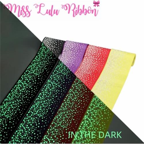 3"75mm Hologram Silver White Ink Printing Glow in the Dark Solid Black Purple Grosgrain Ribbon DIY Hair Bowknots 50yards/roll