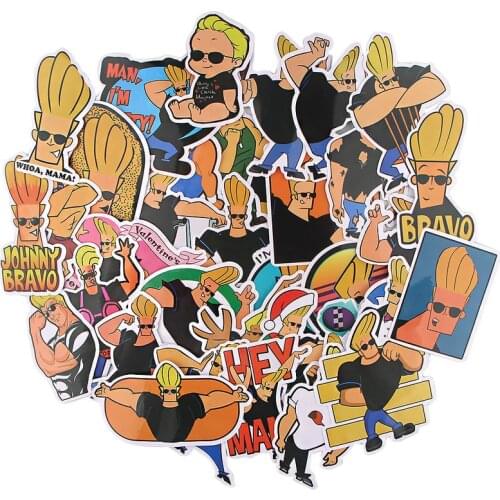 35 Pcs New Johnny Bravo - Date-O-Rama Stickers for Car Bike Travel Luggage Phone Guitar Laptop Waterproof Sticker