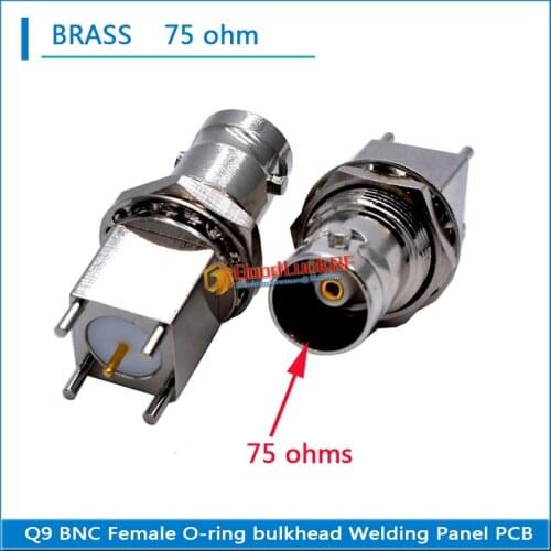 75 ohm Q9 BNC Female O-ring Bulkhead Washer Nut solder cup PCB 4 needle Straight RF Connector Adapter High-quality