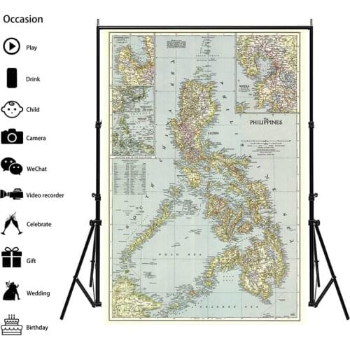 A2 Philippines(1945) World Map Home Decoration Antique Poster Wall Chart Retro Paper Matte Kraft Paper Map of World No Frame