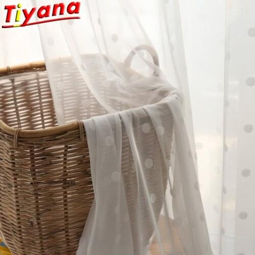 White Geometry Dots Embroidery Tulle for Living Room Polyester Cotton Thicken Solid Window Drapes for Bedroom W-ZH217#VT