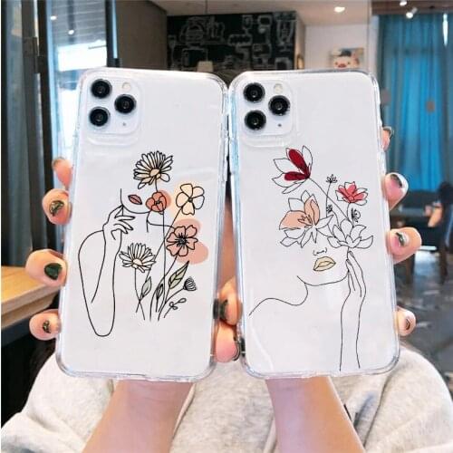 Funny Art Retro Line Phone Case For Samsung Galaxy A51 A50 A70 A71 A21S A41 A20E A11 A10S A20 A30 Fashion Abstract Clear Cover