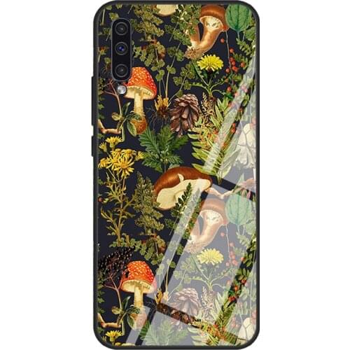 Mushroom woodland scene fungi shrooms Tempered Glass Phone Case For Samsung A12 A32 A52 A72 A51 A71 A31 A40 A50 A70 A20e A21S