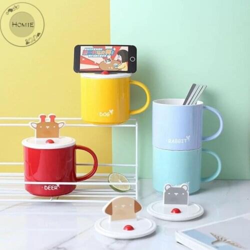 HOMIE Animal stent cup With lid cup Coffee Mug Large Capacity 400ml Mugs creative Drinkware Coffee Tea Cups Birthday Gifts