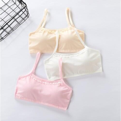Cotton Young Girls Vest Sport Double-deck Tops Training Kids Bra Student Teen Girls Underwear Children Bras for 8-18 Years Old