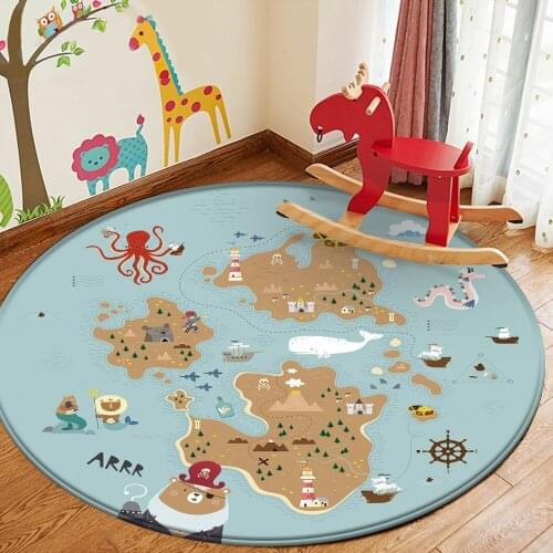 World Map Round Flannel Carpets For Living Room Vivid Printed Chair Area Rug Blue Mat Floor For Bedroom Tent Kids Mat Play