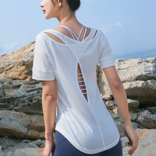 Yoga Crop Top Sports Yoga Clothes Summer New Fashion Short Sleeve Womens T-shirt Top Deportivo Mujer Camisetas