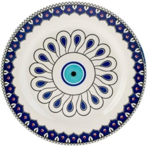 Mai Seljuk Service Plate Cake Presentation Lotus flower Pattern Dessert plate Tile Looking 26,6 cm diameter Ceramic plate
