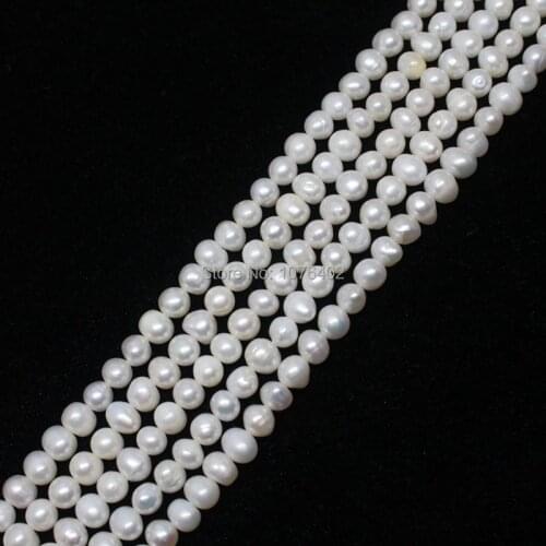 Mini. order is $7! 5~6mm Natural White Pearl Oval Loose Beads 15