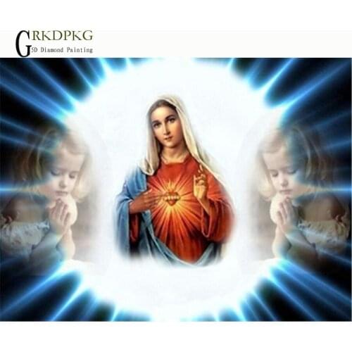 Mary and childre5d DIY Diamond Embroidery Diamond Painting Cross Stitch Full Square Rhinestone Mosaic Unfinished Home Decoration
